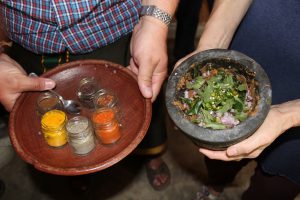 mortar and pestle with Currypaste