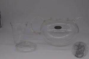 Glass tea pot with glass strainer